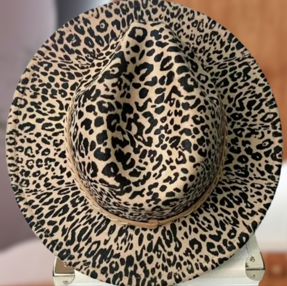 Classic Leopard Print Fedora Cap Braided Belt NWOT Jazz Hats Adjustable *HP* - Picture 2 of 8